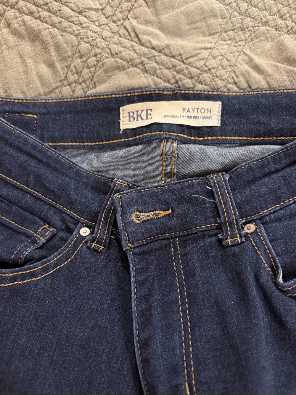 BKE Men’s Payton Skinny Jeans in Dark Blue with Contrast Stitching